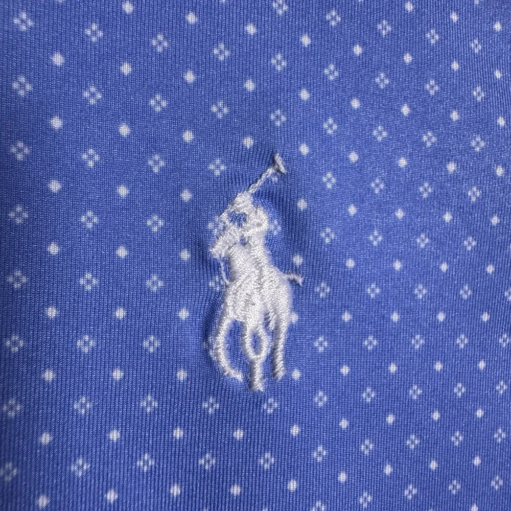 Ralph Lauren Polo Shirt Mens S Polka Dot All Over Print Golf Performance Wicking